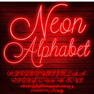 Neon Leuchteffekt Buchstaben, rote Neon Buchstaben, Neon Schrift, PNG Clip Art Buchstaben, transparenter Hintergrund, Neon Schild Buchstaben, Neonrot 1