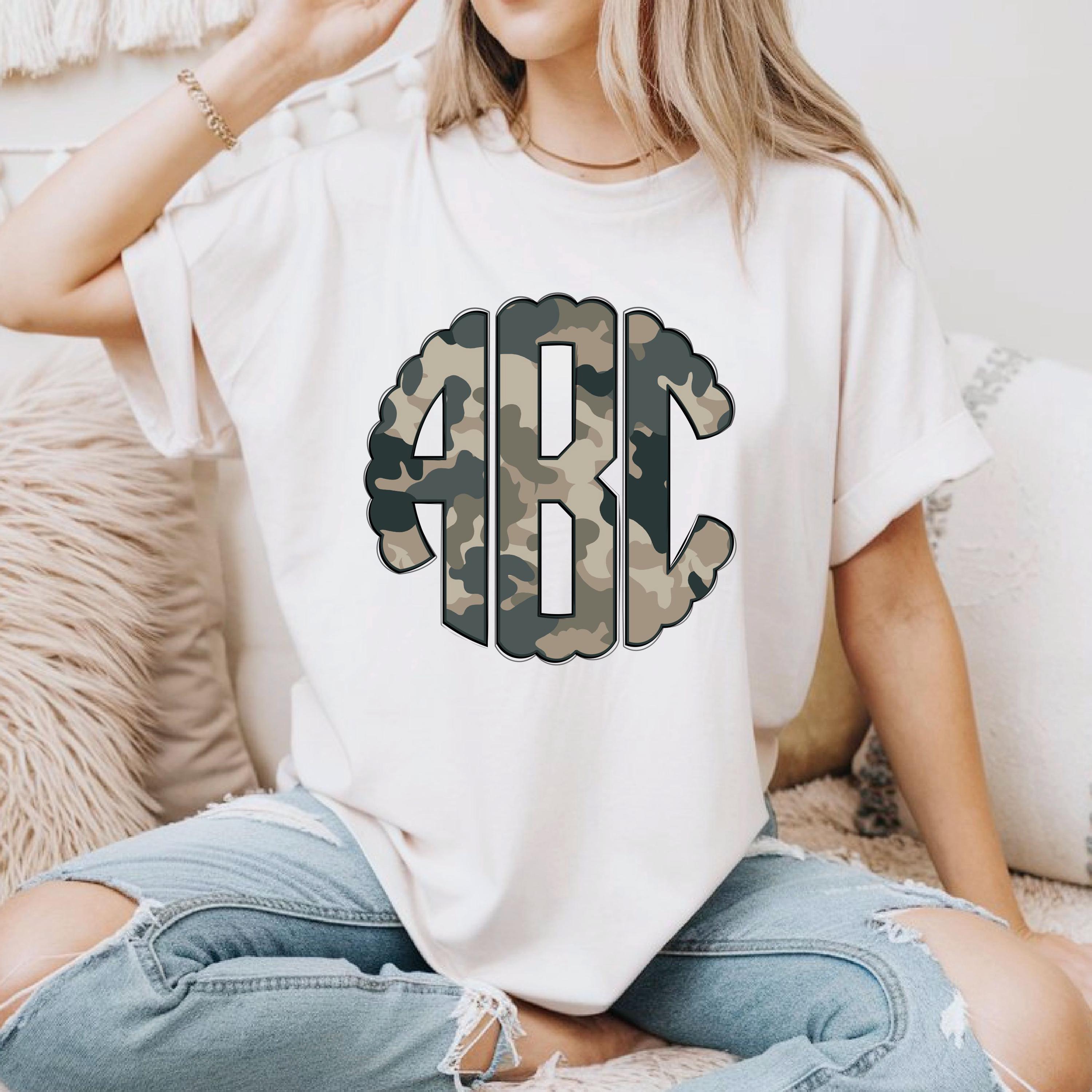 Camo Scalloped Monogram PNG, Coquette Camouflage Monogram, Coquette ...