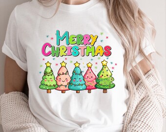 Colorful Christmas PNG Design, Cute Christmas PNG, Colorful Pink Christmas Design, Colorful Christmas Trees, Girly Christmas PNG, Design 2