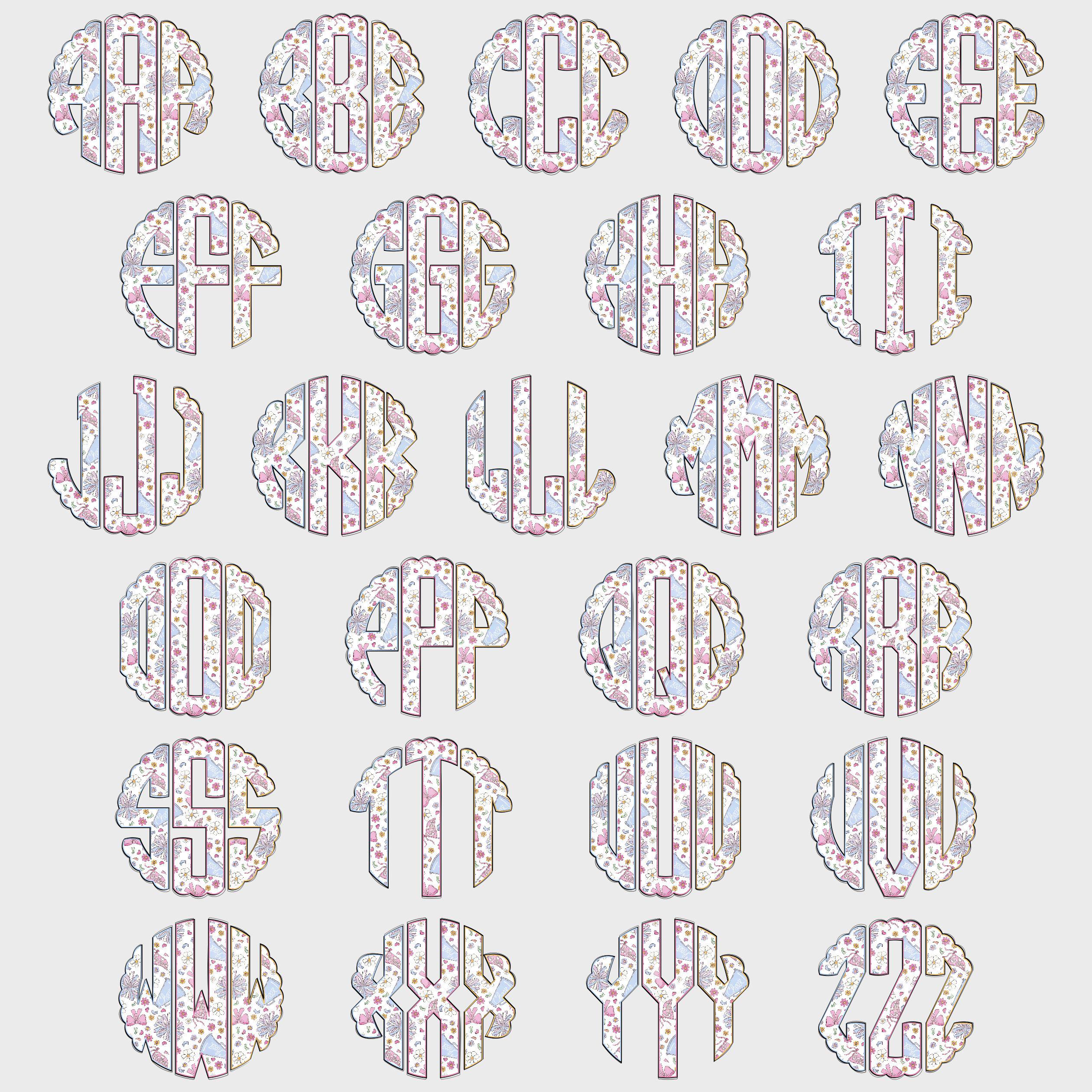 Cheer & Football Team Scalloped Monogram PNG, Monogram Name PNG ...