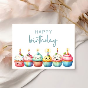 Carte d'anniversaire imprimable, carte d'anniversaire à télécharger, joyeux anniversaire, carte d'anniversaire, petits gâteaux, conception HB7