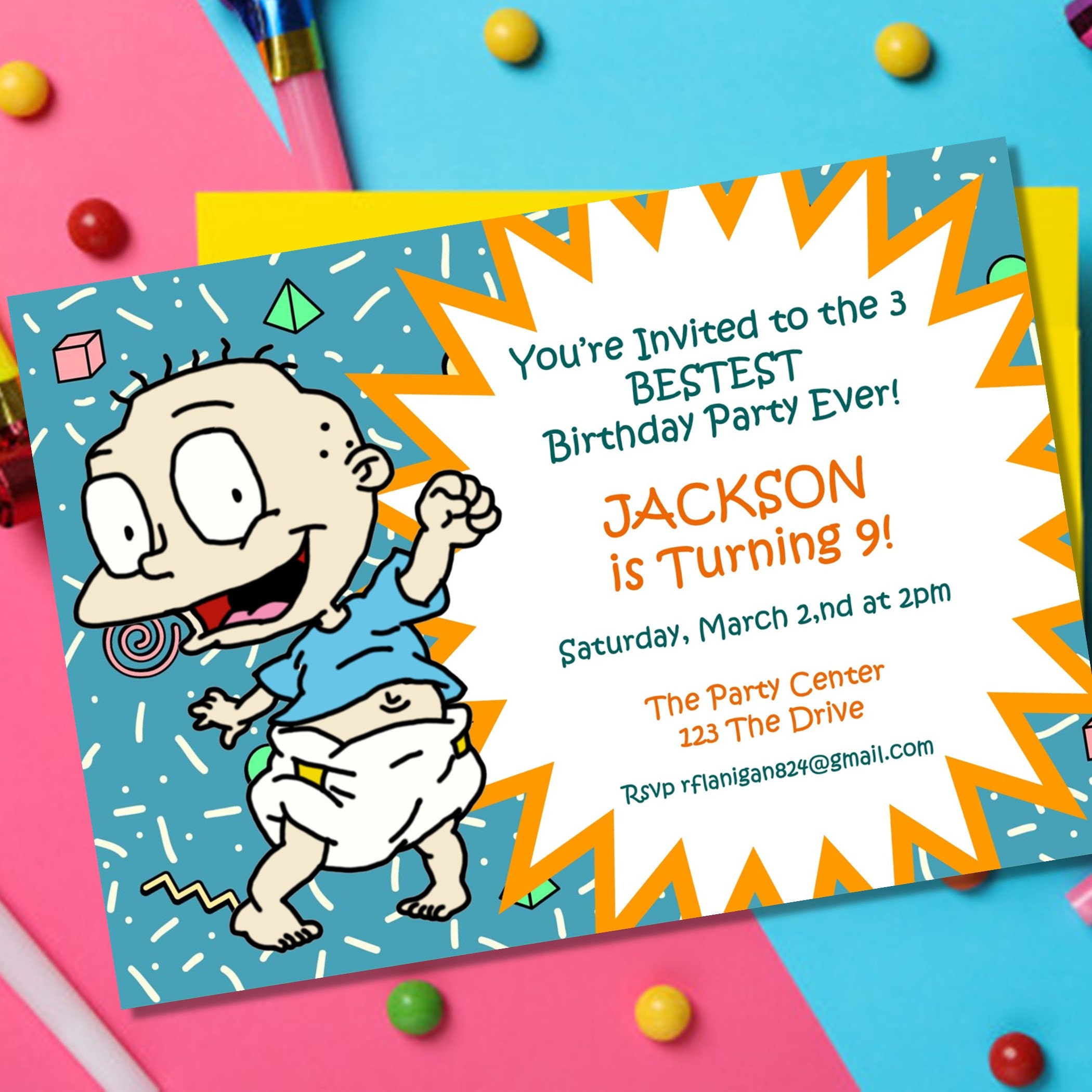 Rugrats Tommy Pickles Printable Birthday Party Invitation 90s | Etsy