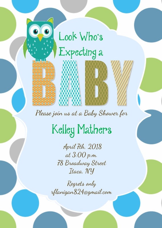 Owl Boy Baby Shower Invitation DIY Digital Print Etsy