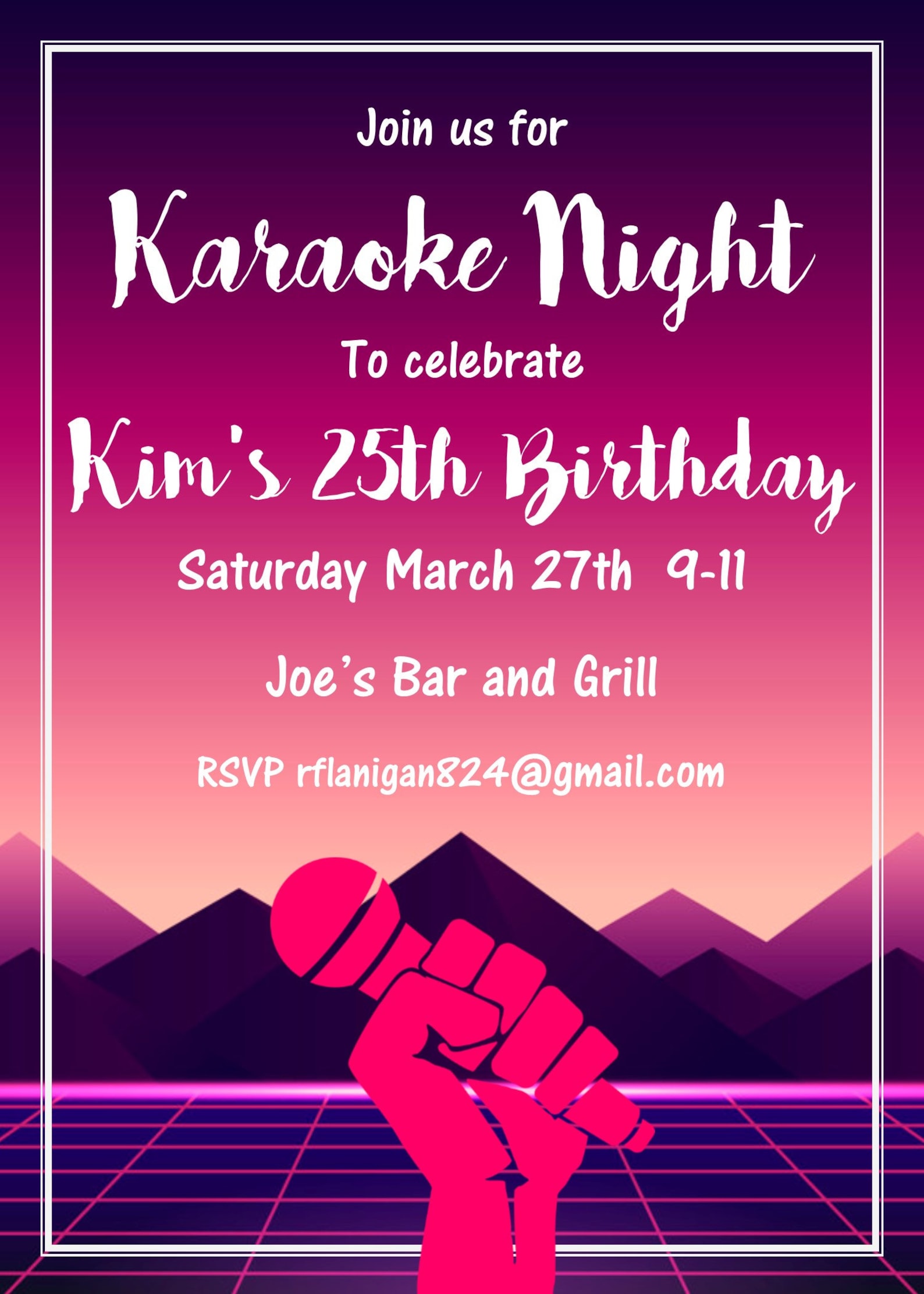 Adult Karaoke Party Invitation Birthday Invitation Karaoke Etsy