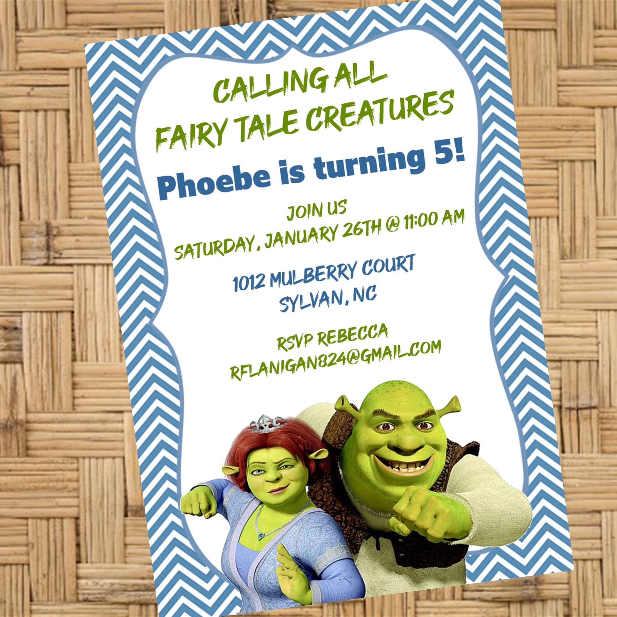 Girls Or Boys Shrek Printable Birthday Party Invitation Etsy