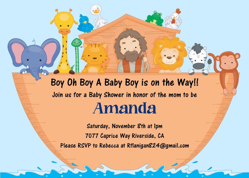 noah's ark baby shower invitations