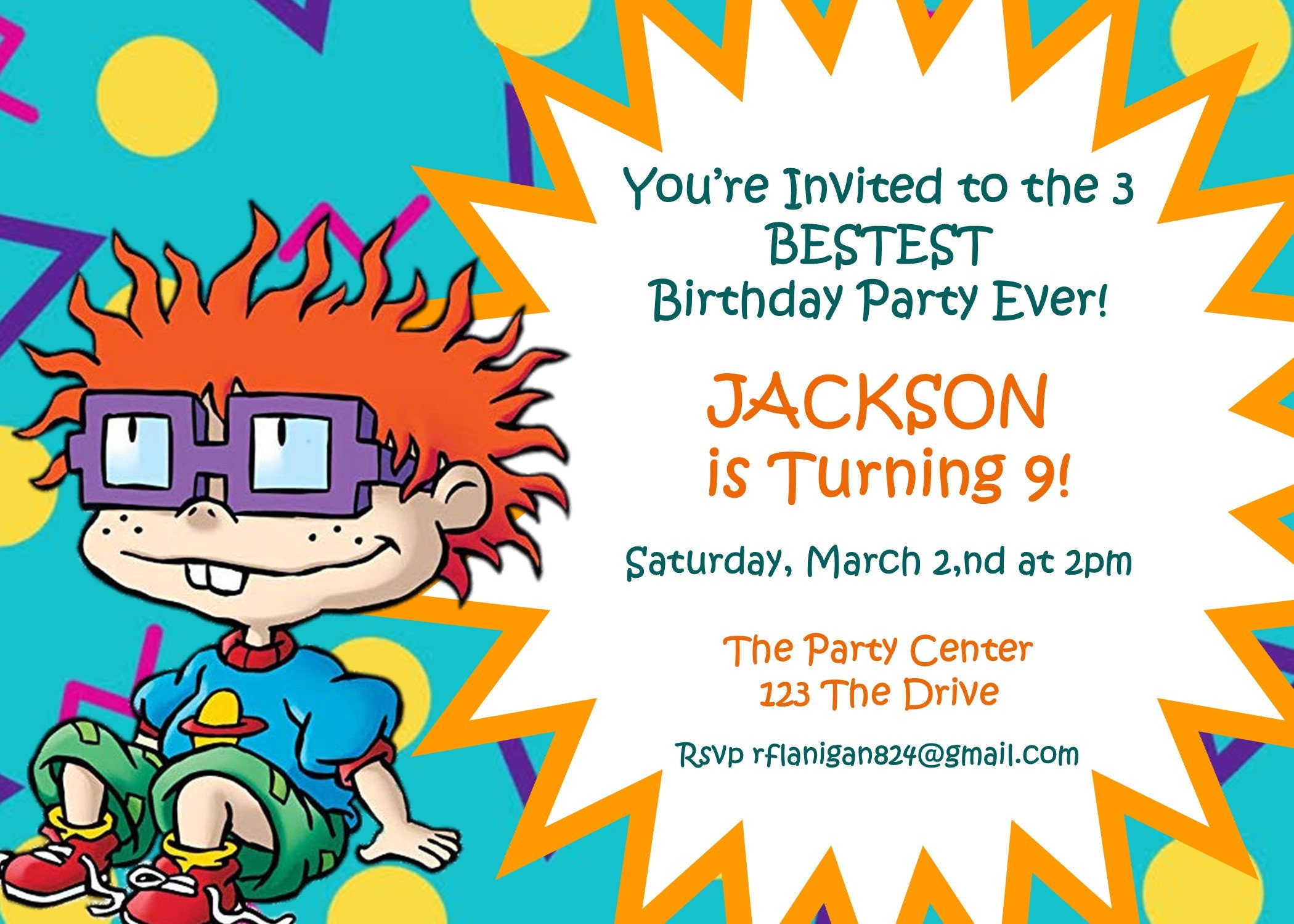 Rugrats Chucky Printable Birthday Party Invitation 90s | Etsy
