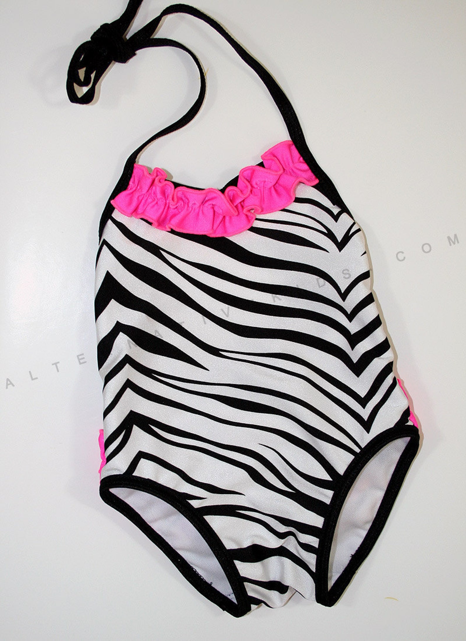 Children's Zebra Pink Ruffle Swimsuit Bathing Suit Etsy