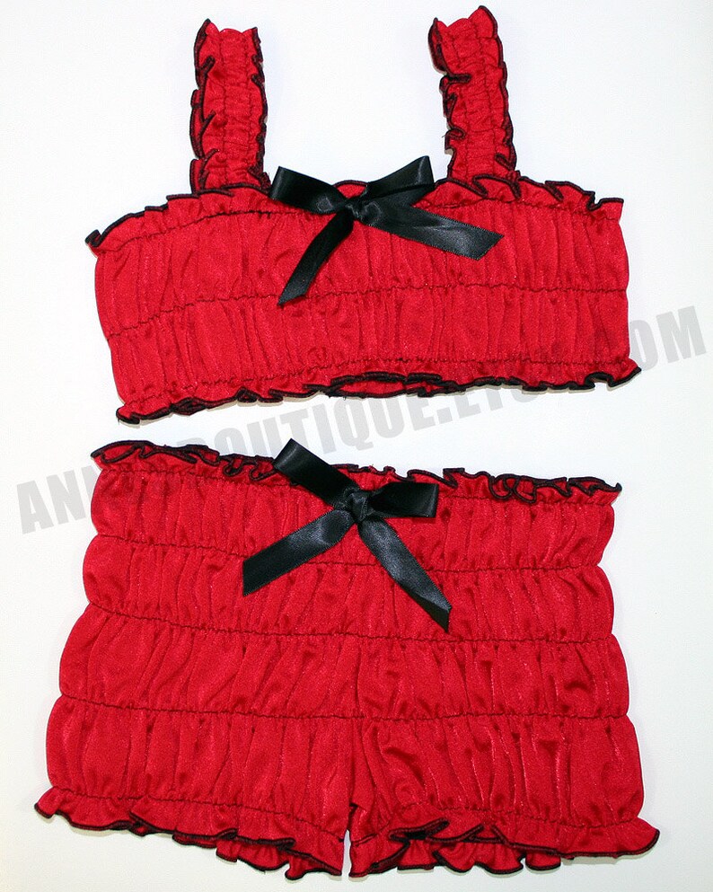 Children's Red Two Piece Ruffle Tankini Set image 1