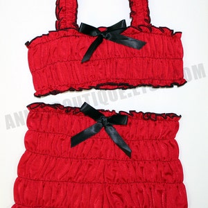 Children's Red Two Piece Ruffle Tankini Set image 3