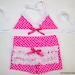 Pink And White Polka Dot Ruffle Shorts & Bikini Top