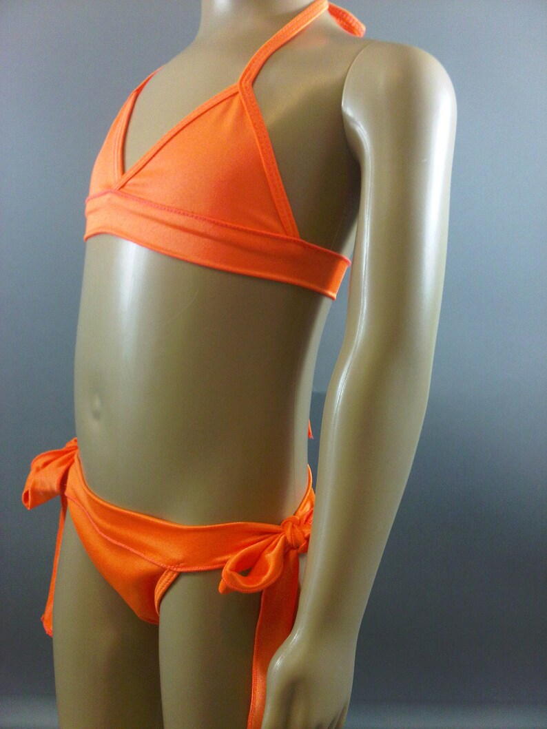 Children's Orange neon Scrunch Butt Bikini Swimsuit 