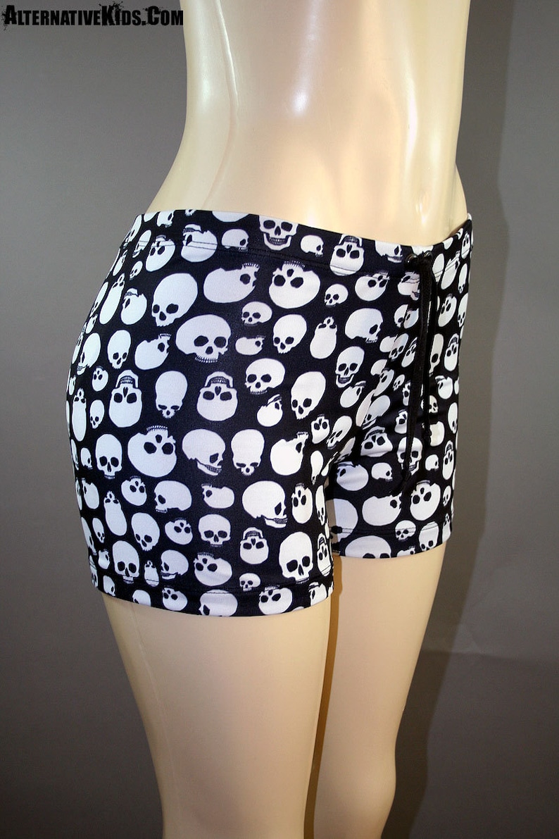Women's Black and White Skull Shorts XXSXL Etsy