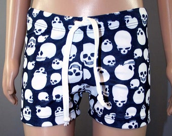 Boys Skull  black & white Swim Trunks