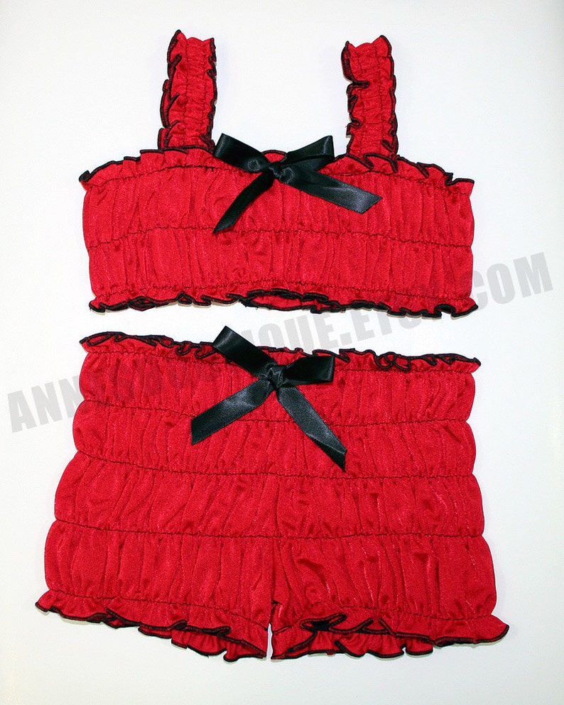 Children's Red Two Piece Ruffle Tankini Set image 4