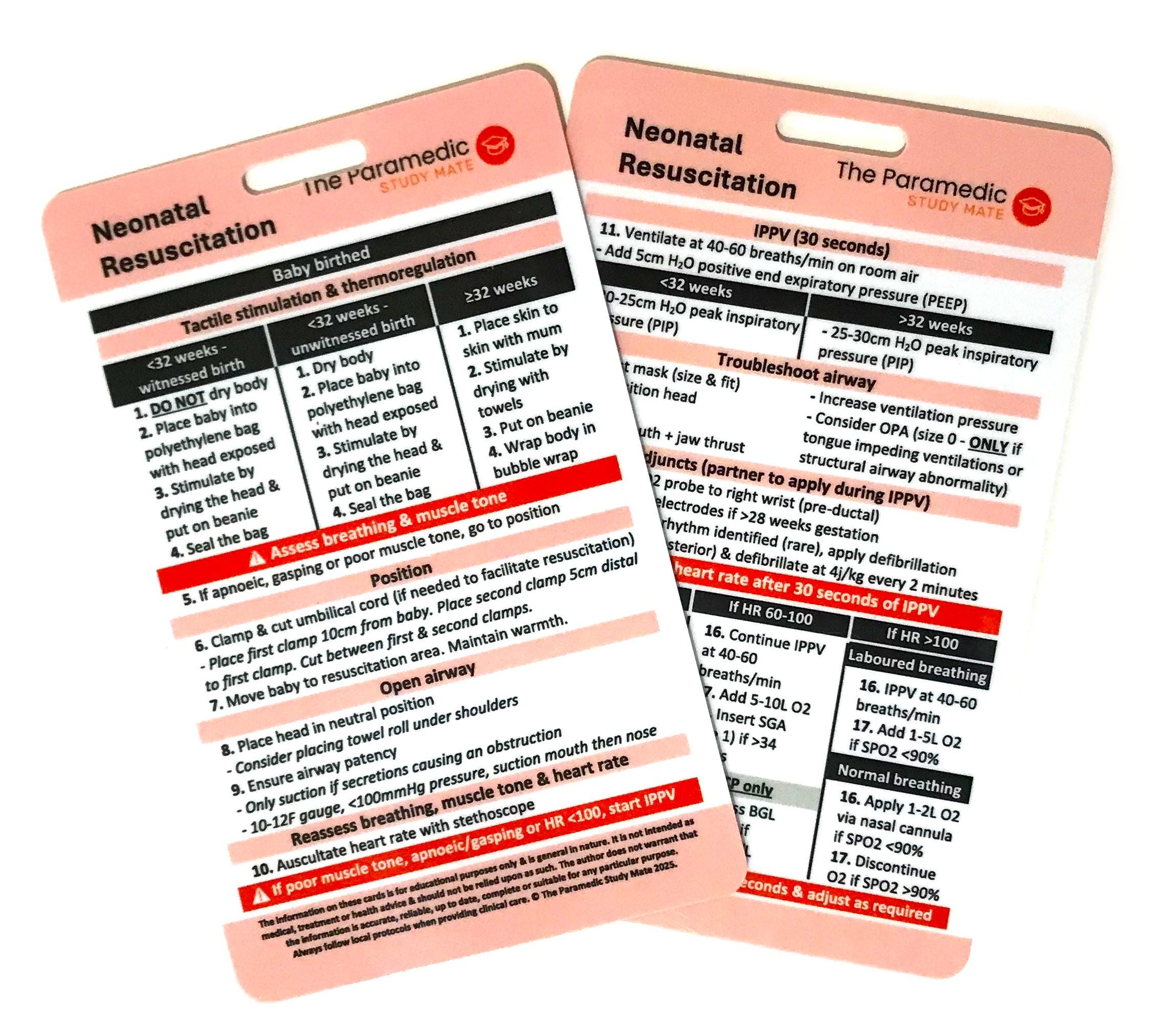 Australian Paramedic Neonatal Resuscitation Reference Card - Etsy Australia