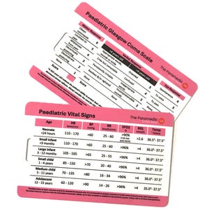 Australian and New Zealand Paramedic Paediatric Vital Signs & GCS Reference Card