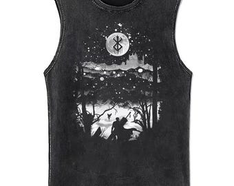 Canotta unisex giapponese Moon Scene - 100% cotone, stile anni &#39;90, maglietta vintage lavata, estetica oversize