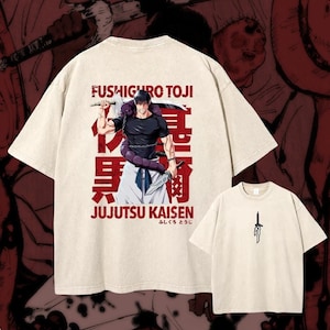 T-shirt blanc unisexe Toji - 100 % coton, style années 90 surdimensionné, produit de cosplay de jeu gothique élégant
