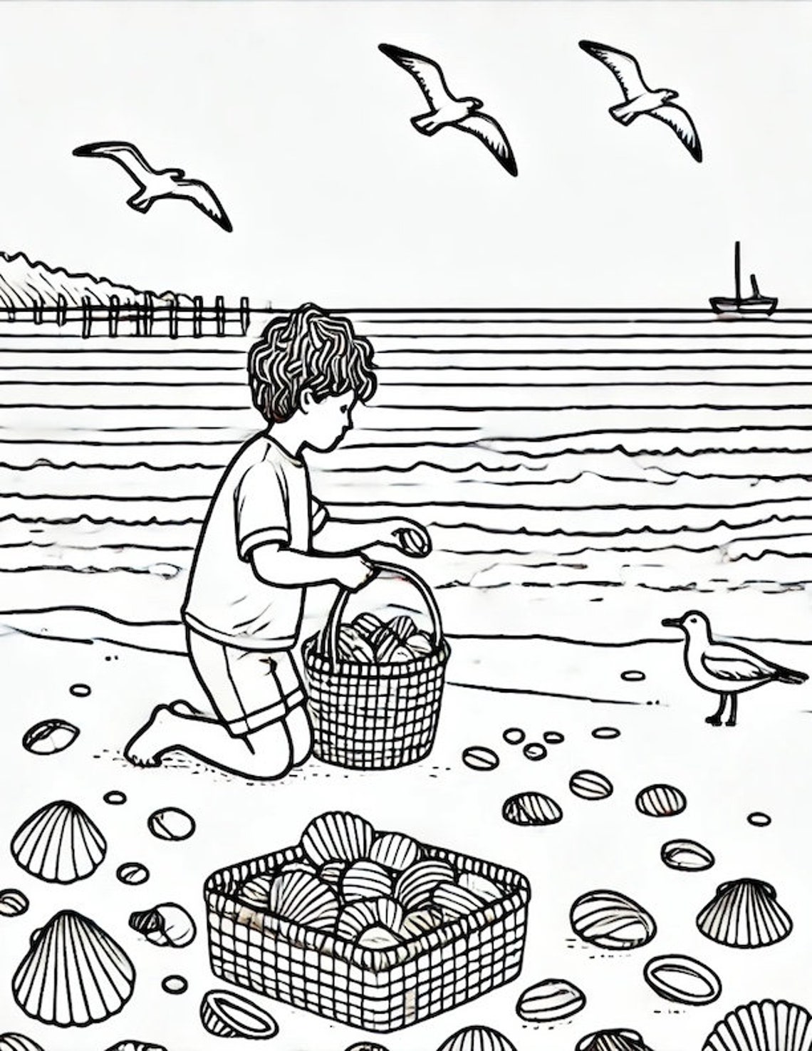  Kids Coloring Pages - Summer Coloring Pages - Summer Coloring Sheet Illustration 