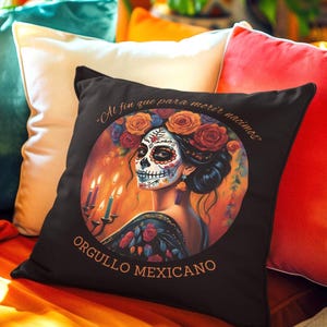Dia De Los Muertos Throw Pillow: Mexican Sugar Skull Altar Decor