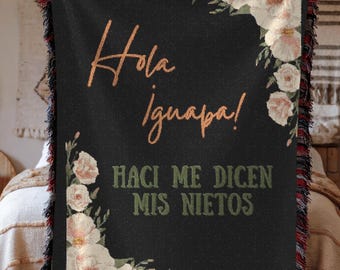 Abuelita Woven Blanket | Mexican Mom Throw | Sentimental Gift for Grandmother | Latina Grandmother Keepsake