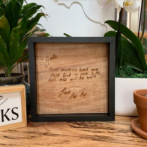 Memorial Custom Engraved Note turn your handwriting into art engraved on wood