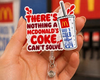 No hay nada que la Coca-Cola de Donald no pueda solucionar. Portatarjetas de identificación, Portatarjetas de identificación de Coca-Cola de McDonald's, Portatarjetas para amantes de la Coca-Cola Light, Regalo ideal para compañeros de trabajo.