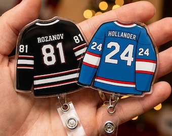 Hockey Badge Reel, Team Rozanov Hockey Badge, Sports Badge Reel, Bag Charm Alternative