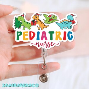Pediatric Nurse Christmas Badge Reel, Cute Holiday Badge Holder for Peds RN, Festive ID Reel, Coworker Stocking Stuffer