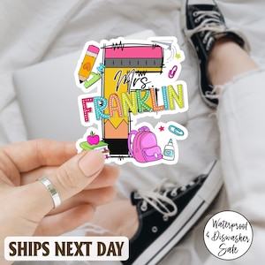 Back To School Custom Name Sticker/Magnet, Personalized Teacher Gift, Custom Teacher Decal Sticker, Teacher Name Decal, Back To School