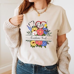 Personalized Nurse Wildflower Shirt, Custom Nurse Shirts, Personalized Nurse Shirt, Nursing Shirt, Gift for Nurse, Nurse Tee, Nurse Gift