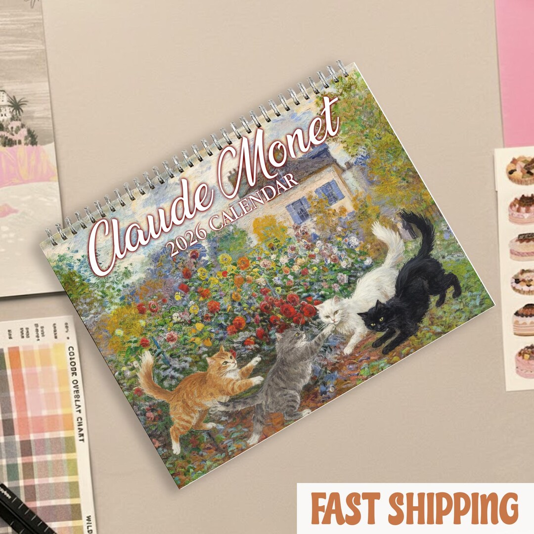 Cat Art Calendar 2025 Cute Cat Illustration Wall Calendar Feline