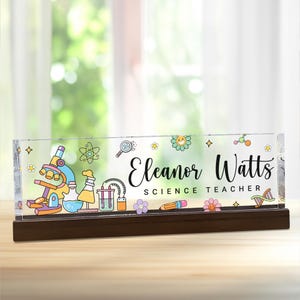 Namensschild für Wissenschaftslehrer, personalisiertes Lehrer-Schreibtischnamenschild, Lehrerschreibtisch, Lehrer-Acrylplakette, Schulanfanggeschenk, Wissenschaftslehrer