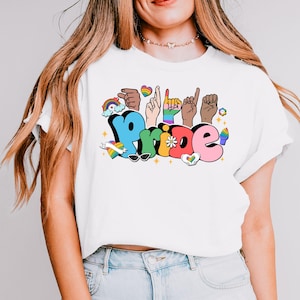 Pride Hand Sign LGBT Shirt, Pride Month Shirt, Flower Shirt, Gay Pride Shirt, Lesbian Pride, Cute Pride Shirt, Queer Shirt