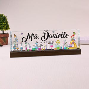 Personalisiertes Schreibtischschild für Wissenschaftslehrer, personalisiertes Acryl-Schreibtischschild, Labor-Klassenzimmerdekor, Geschenk für Wissenschaftslehrer