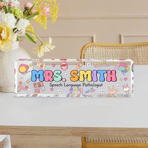 Speech Therapist Desk Name Plate, Speech Language Pathologist Gift, Speech Therapy Room Decor, SLP Gifts Name Sign, New Slp Gift, Grad Gift