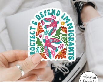 Naklejka/MAGNET NA SAMOCHÓD „Protection and Broni Imigrantów”, Polityka, Zniesienie lodu, Protest Green Car Decal Accessory, Wodoodporny winylowy magnes samochodowy