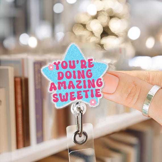 Cute And Funny Nurse Badge Reel - Pink Retractable ID Holder With