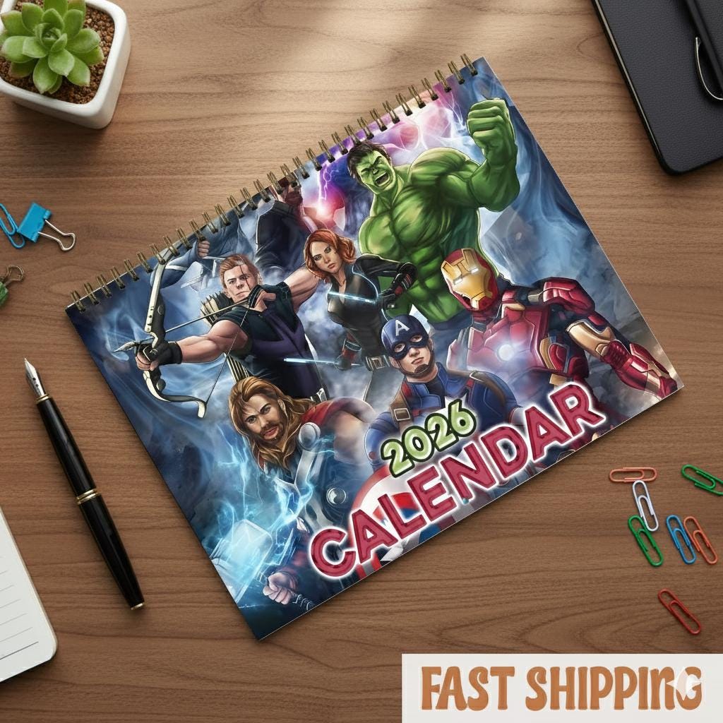 Discover 2026 Comic Hero Calendar, Superhero Art Calendar, Action Comic Style Printable Calendar, Pop Art Wall Calendar