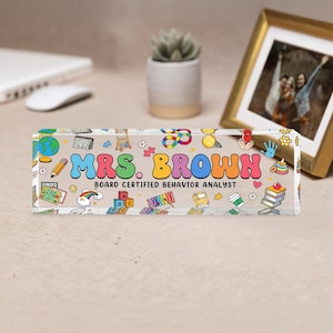 Custom Name Behavior Analyst Desk Name, BCBA Gift, BCBA Acrylic Desk Name Plate, Teacher Gift, Name Plate For Desk, ABA Gift, Back To School