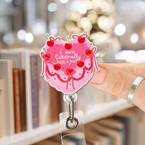 I’m Literally Just a Girl Badge Reel – Cute Aesthetic ID Holder for Nurses, CNAs, Students & Healthcare Girlies – Soft Pink Kawaii Lanyard A