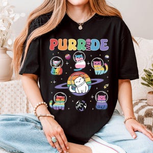 Purride Cats In Space Rainbow Pride Month Shirt, Pride Month Shirt, Gay Pride Shirt, Lesbian Pride, Cute Pride Shirt, Queer Shirt