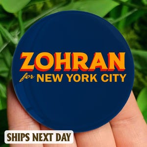 Zohran For New York City Pin Button, NYC’s First Muslim Mayor Pin Button, Vote Zohran Rank Zohran, Progressive Democrats, Freeze Rent