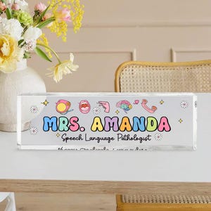 Custom Name Speech Language Pathologist Desk Name Plate, SLP Office Decor, Personalized Name Sign for Speech Therapist, SLP Gift Idea