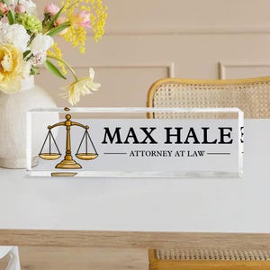 Benutzerdefiniertes Namensschild für Rechtsanwälte, personalisiertes Schild für Kanzlei, Kanzlei Schreibtischdekor, personalisiertes Geschenk für Rechtsanwälte, Kanzlei
