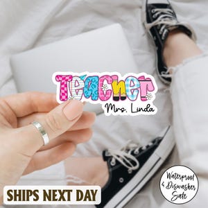 Custom Name Back To School Preppy Sticker/Magnet, Personalized Teacher Gift, Custom Teacher Decal Sticker, Teacher Name Decal Back To School