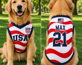 Gepersonaliseerde Amerikaanse kat/hond jersey, aangepast shirt koosnaampje, shirt patriottische huisdier, VS geïnspireerde hondenoutfit