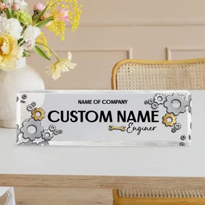 Custom Engineer Desk Name Plate, Personalized Engineering Office Sign, Engraved Desk Plaque with Job Title, Engineer Office Gift Idea