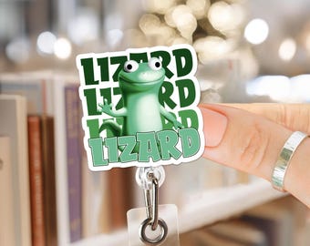 Funny Lizard Meme Badge Reel, Cute Reptile ID Holder, Animal Lover Retractable Name Badge, Work Office Nurse Teacher Accessories